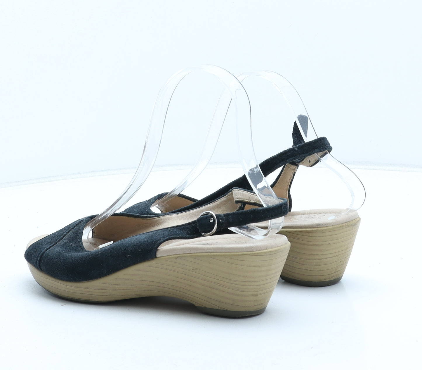 FootGlove Womens Black Leather Slingback Heel UK