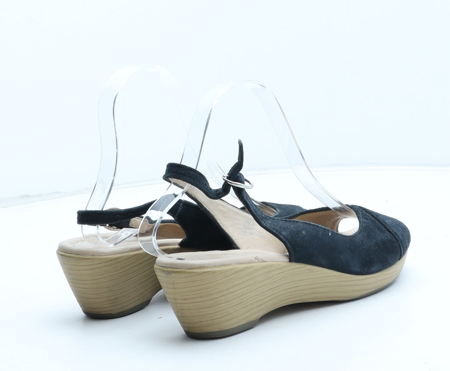 FootGlove Womens Black Leather Slingback Heel UK