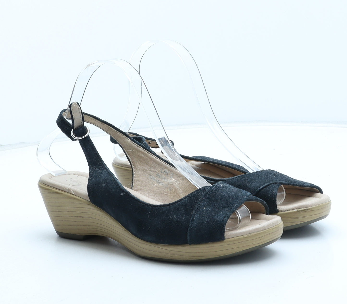 FootGlove Womens Black Leather Slingback Heel UK