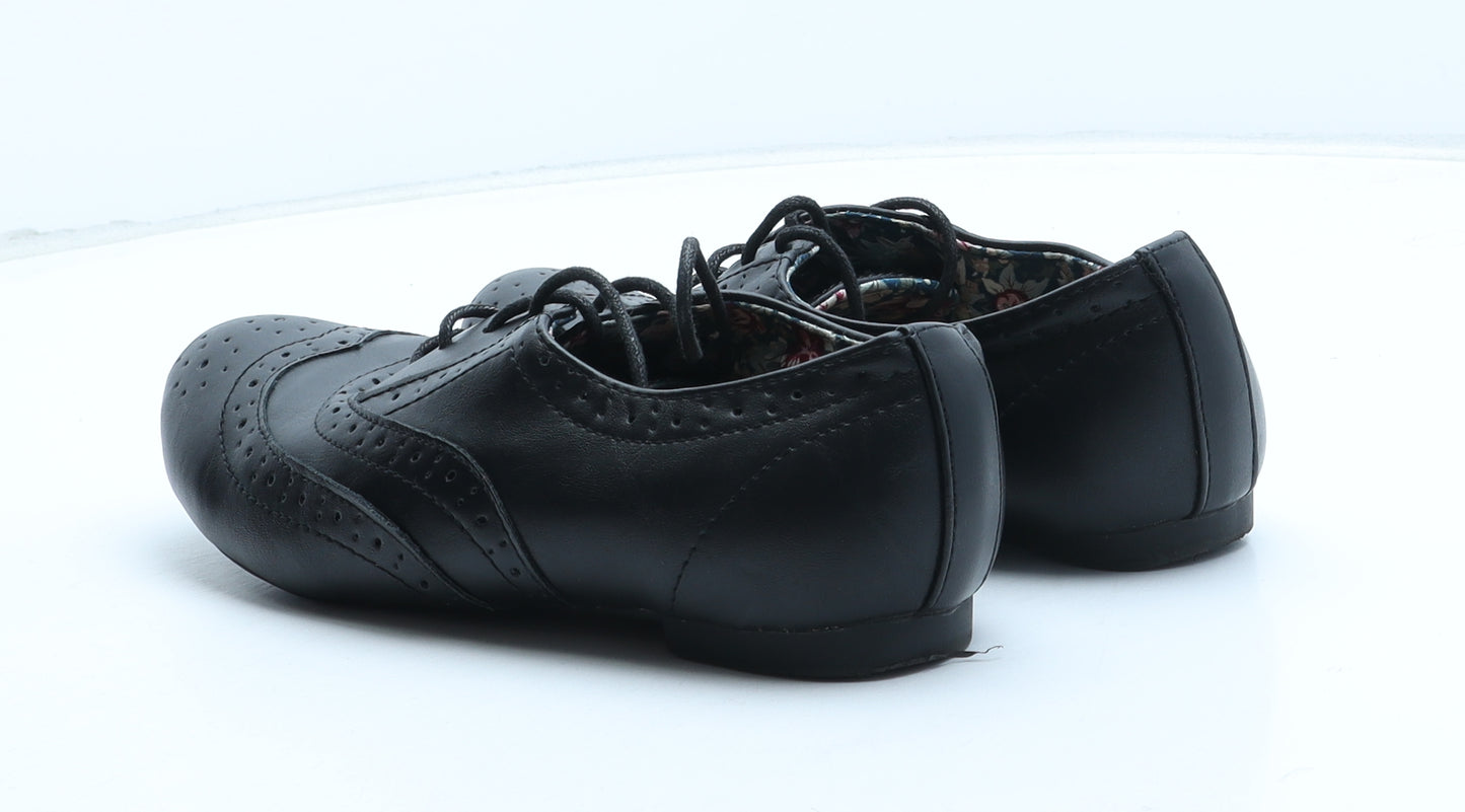 Lilley Womens Black Synthetic Oxford Casual UK - Brogue Style