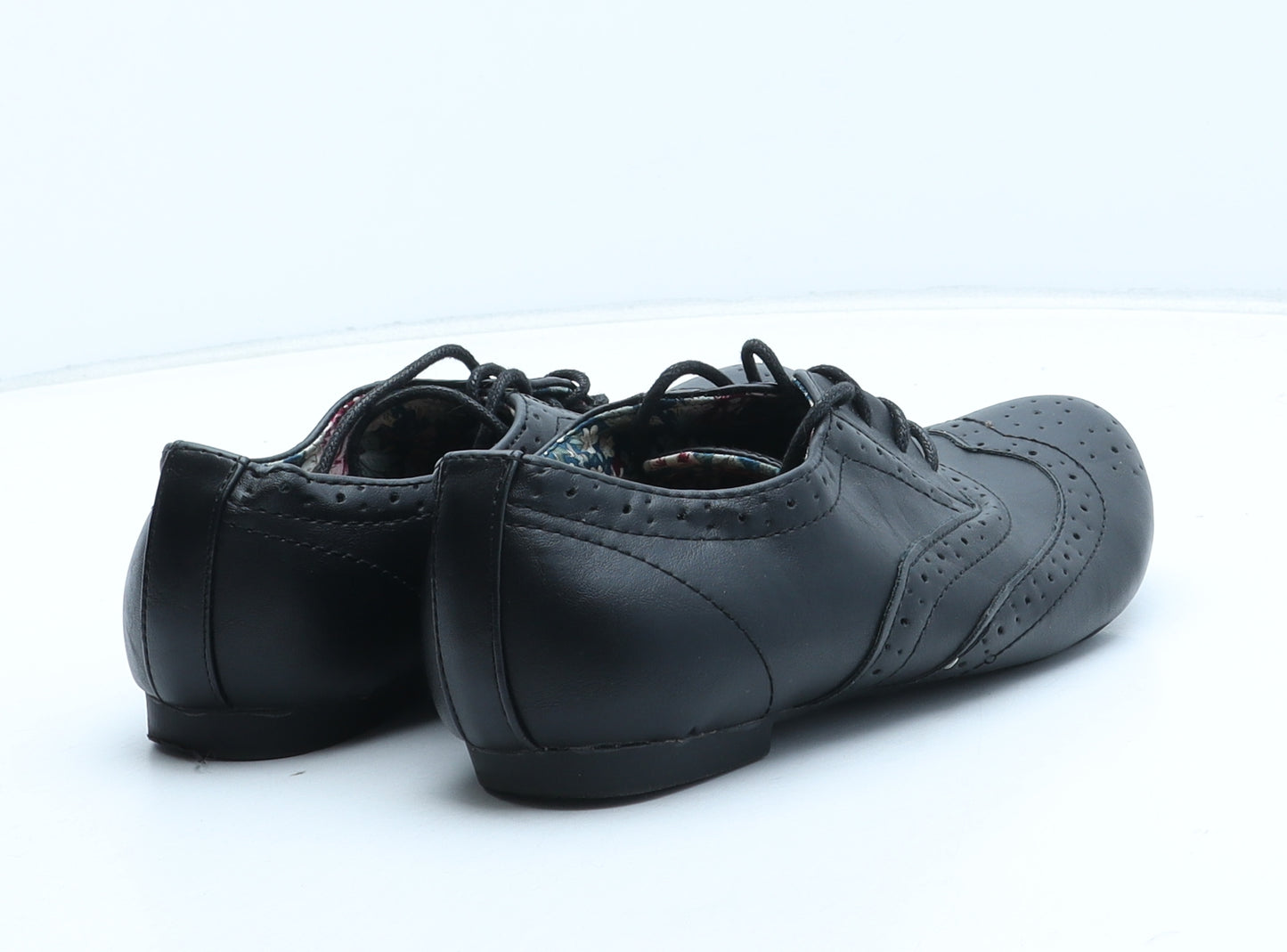 Lilley Womens Black Synthetic Oxford Casual UK - Brogue Style