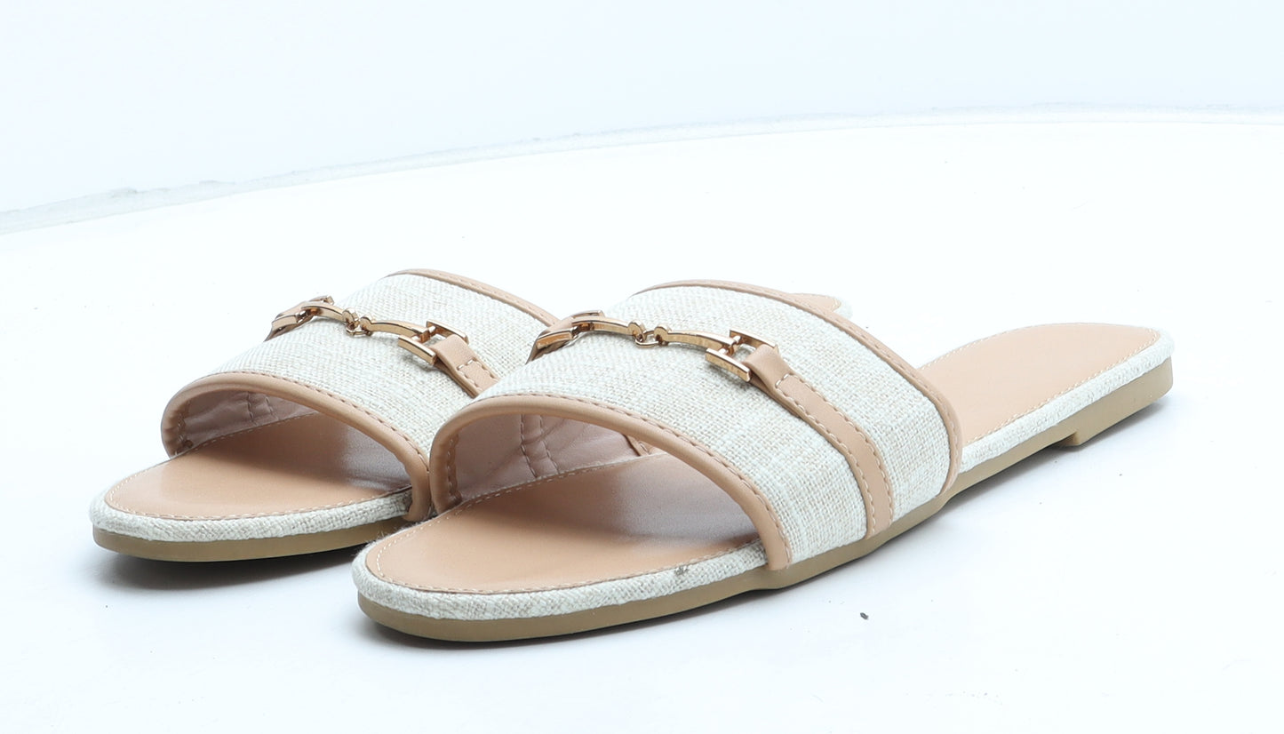 Preworn Womens Beige Synthetic Slip On Sandal UK