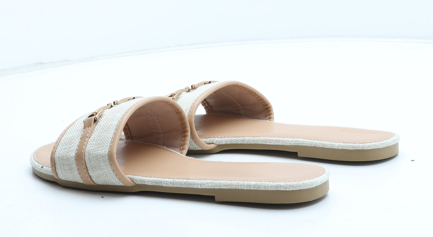 Preworn Womens Beige Synthetic Slip On Sandal UK