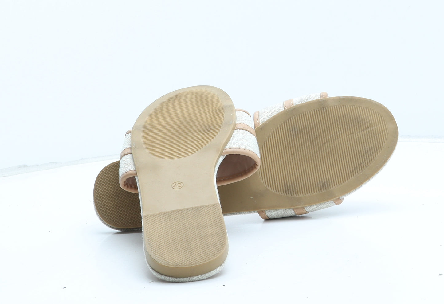 Preworn Womens Beige Synthetic Slip On Sandal UK