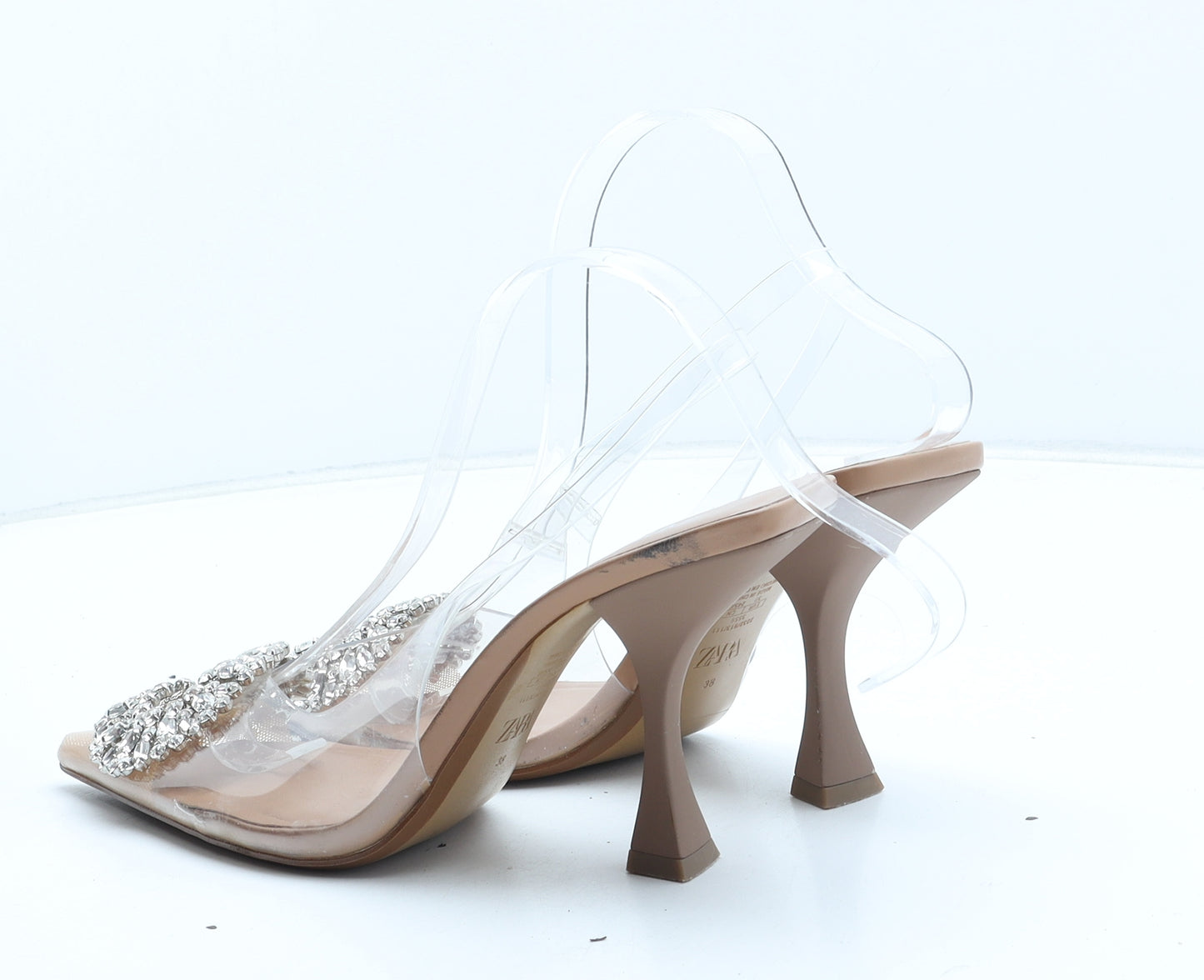 Zara Womens Clear Synthetic Slingback Heel UK - UK Size Estimated 5