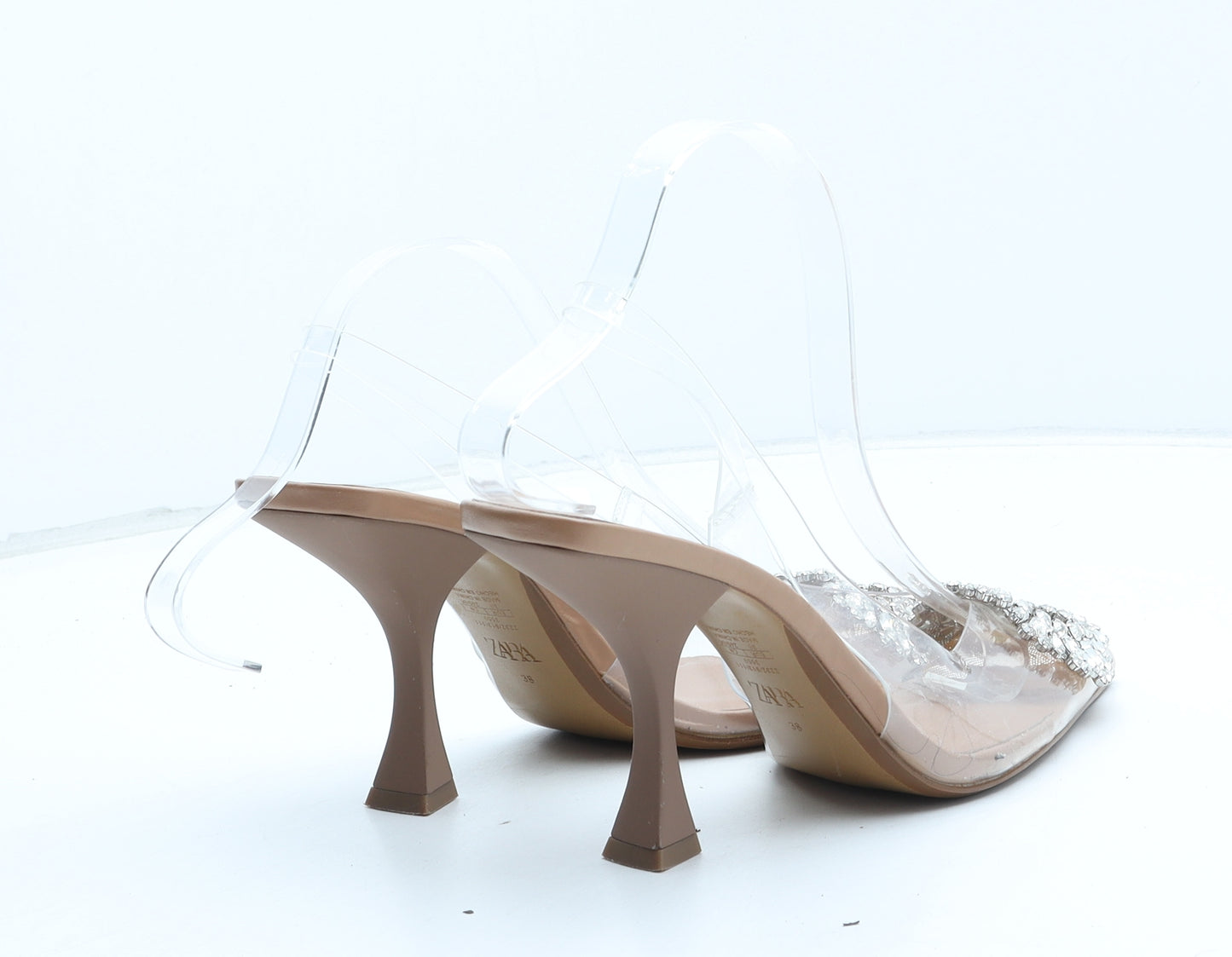Zara Womens Clear Synthetic Slingback Heel UK - UK Size Estimated 5