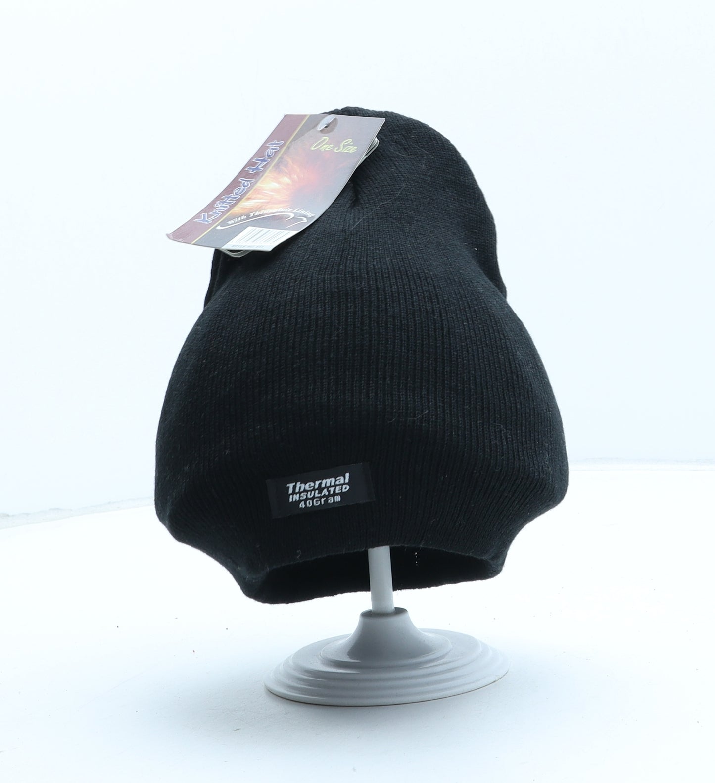Thermal Mens Black Acrylic Beanie One Size