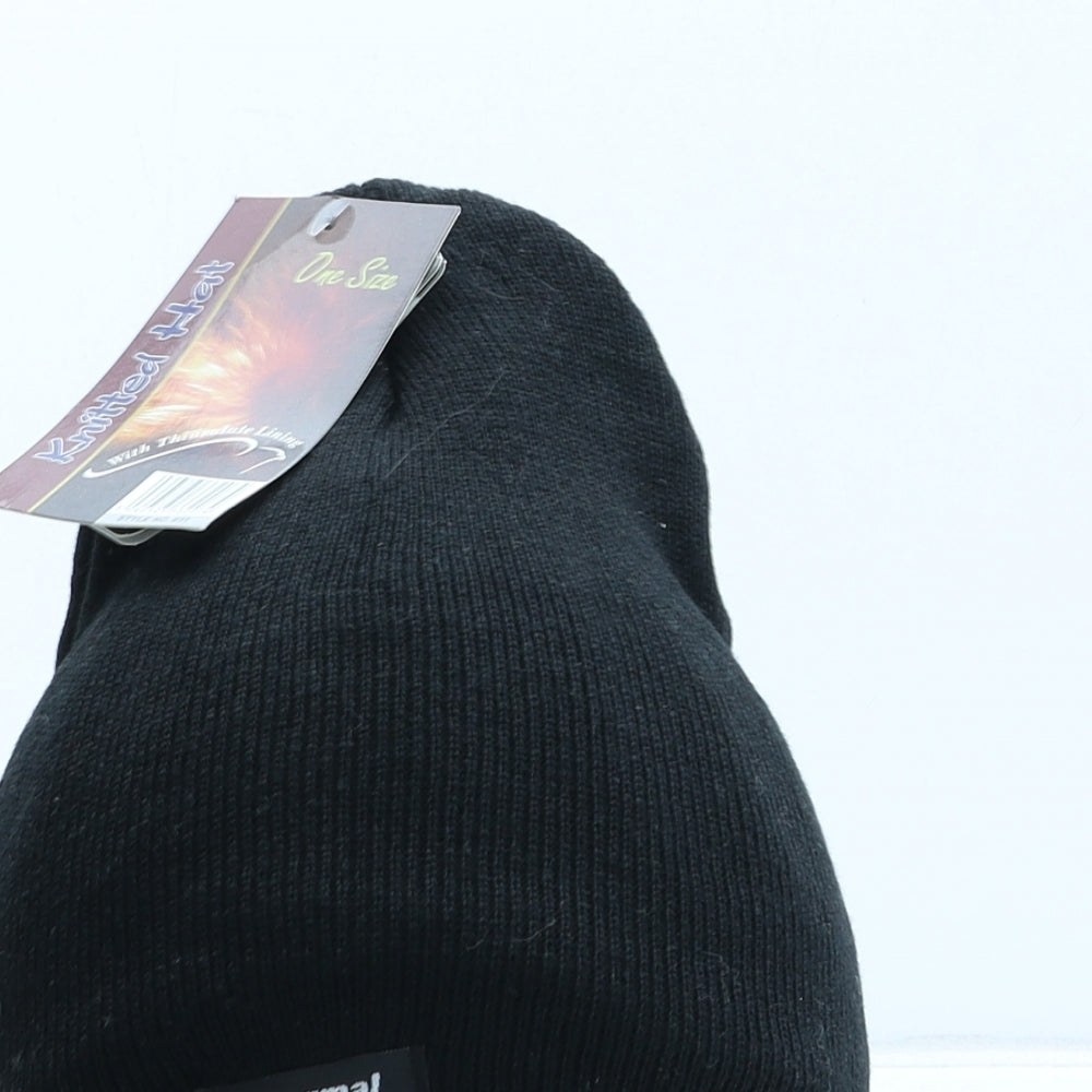 Thermal Mens Black Acrylic Beanie One Size