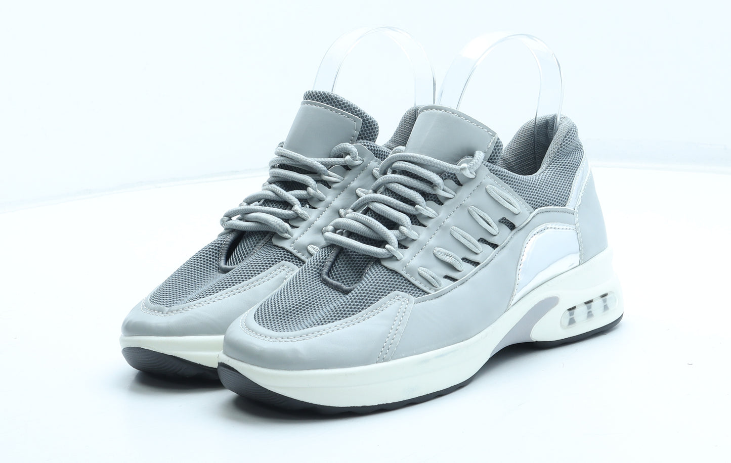 Preworn Girls Grey Polyester Trainer UK 2 34 - UK Size Estimated 2