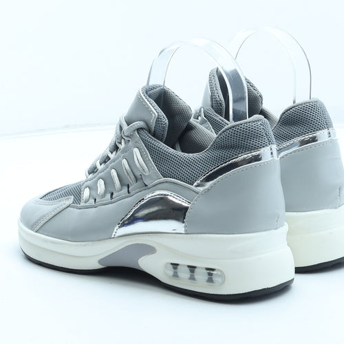 Preworn Girls Grey Polyester Trainer UK 2 34 - UK Size Estimated 2