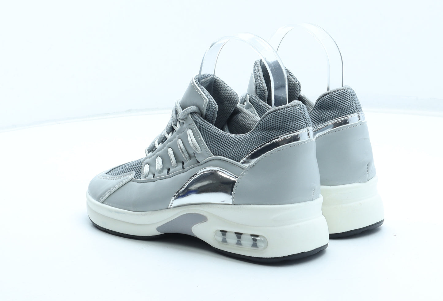 Preworn Girls Grey Polyester Trainer UK 2 34 - UK Size Estimated 2