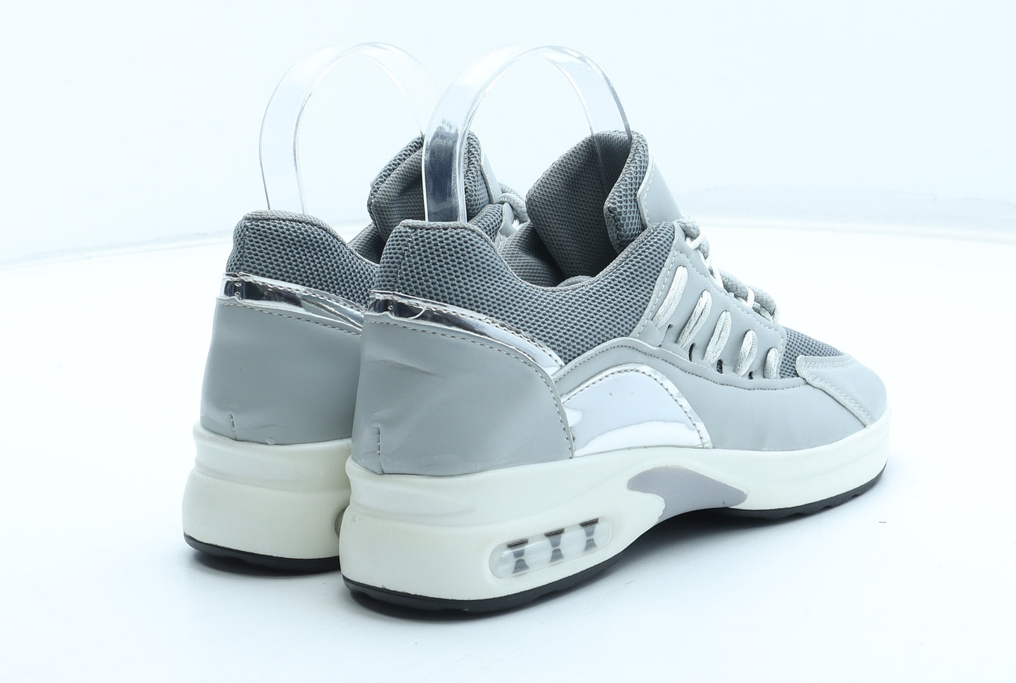 Preworn Girls Grey Polyester Trainer UK 2 34 - UK Size Estimated 2