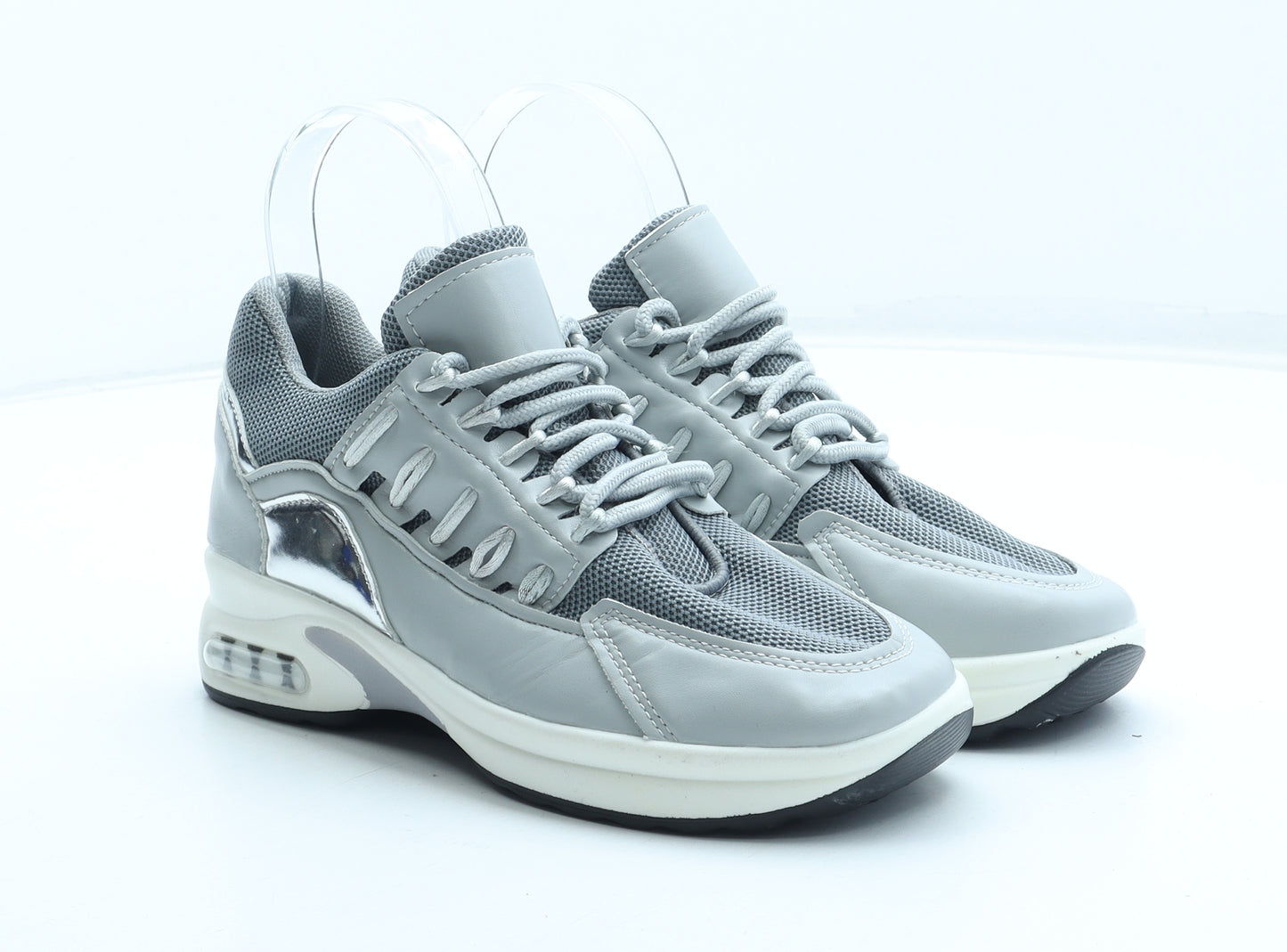 Preworn Girls Grey Polyester Trainer UK 2 34 - UK Size Estimated 2