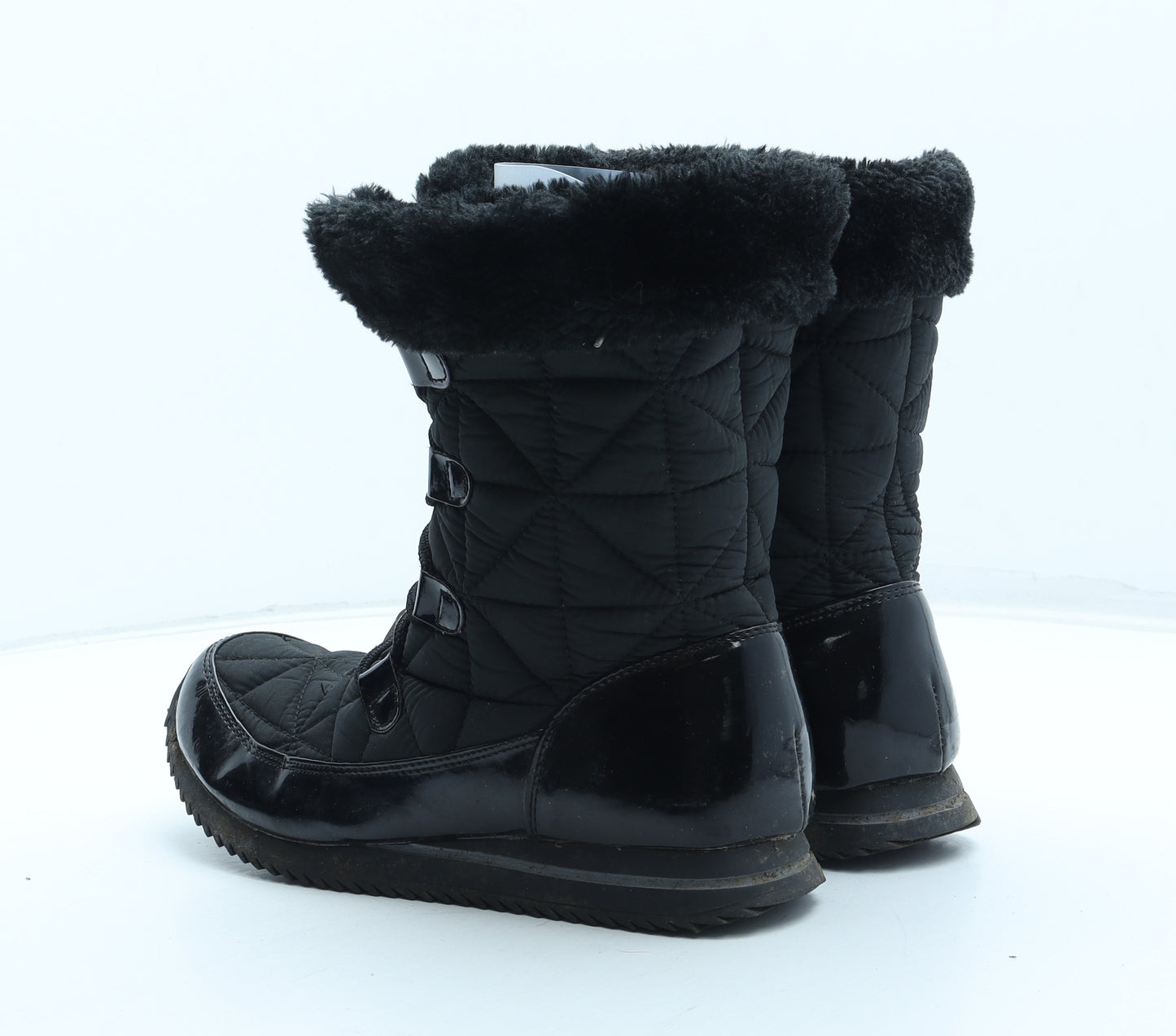 Preworn Womens Black Polyurethane Snow Boot Boot UK - UK Size Estimated 6