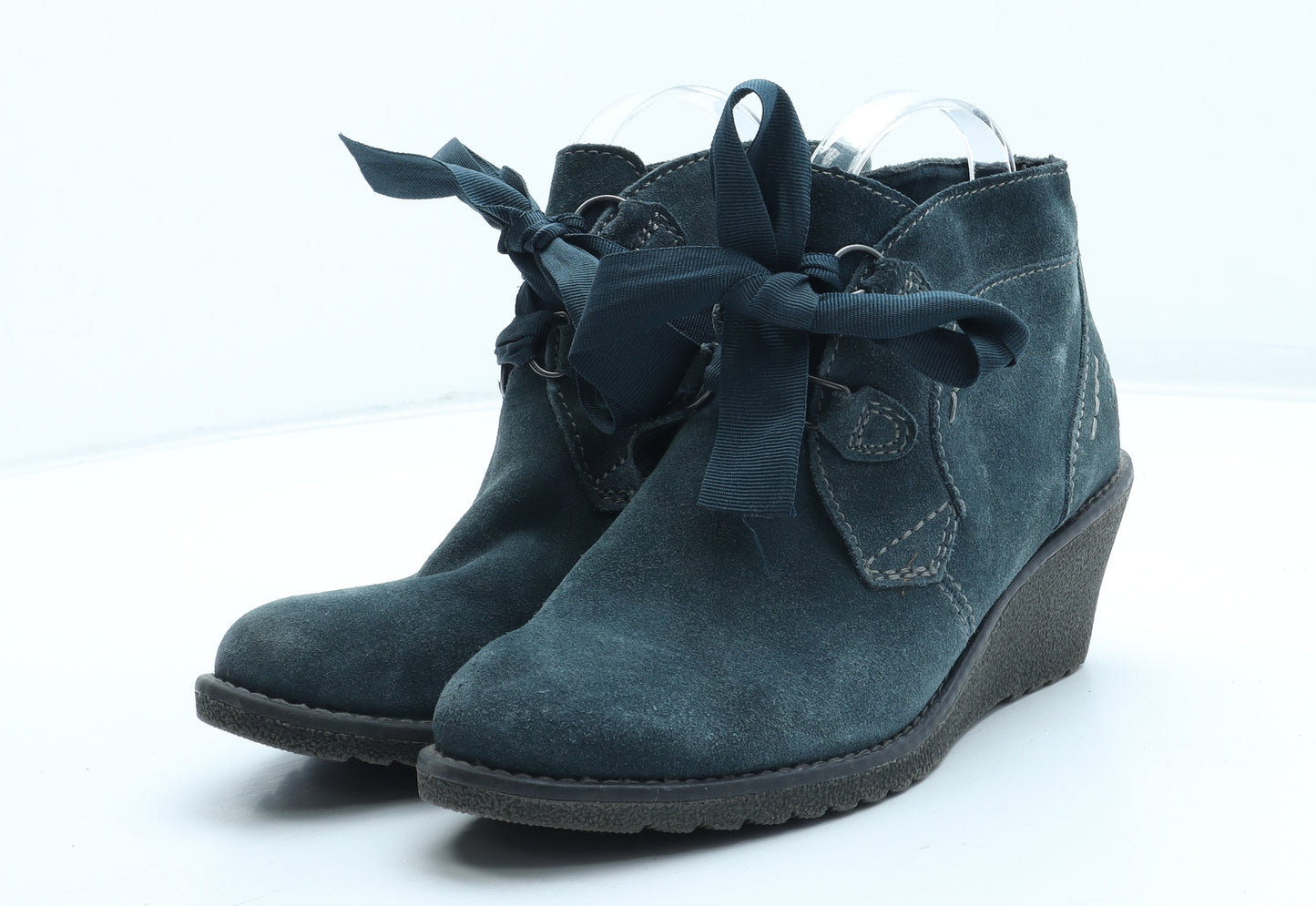 Marco Tozzi Womens Blue Leather Bootie Boot UK