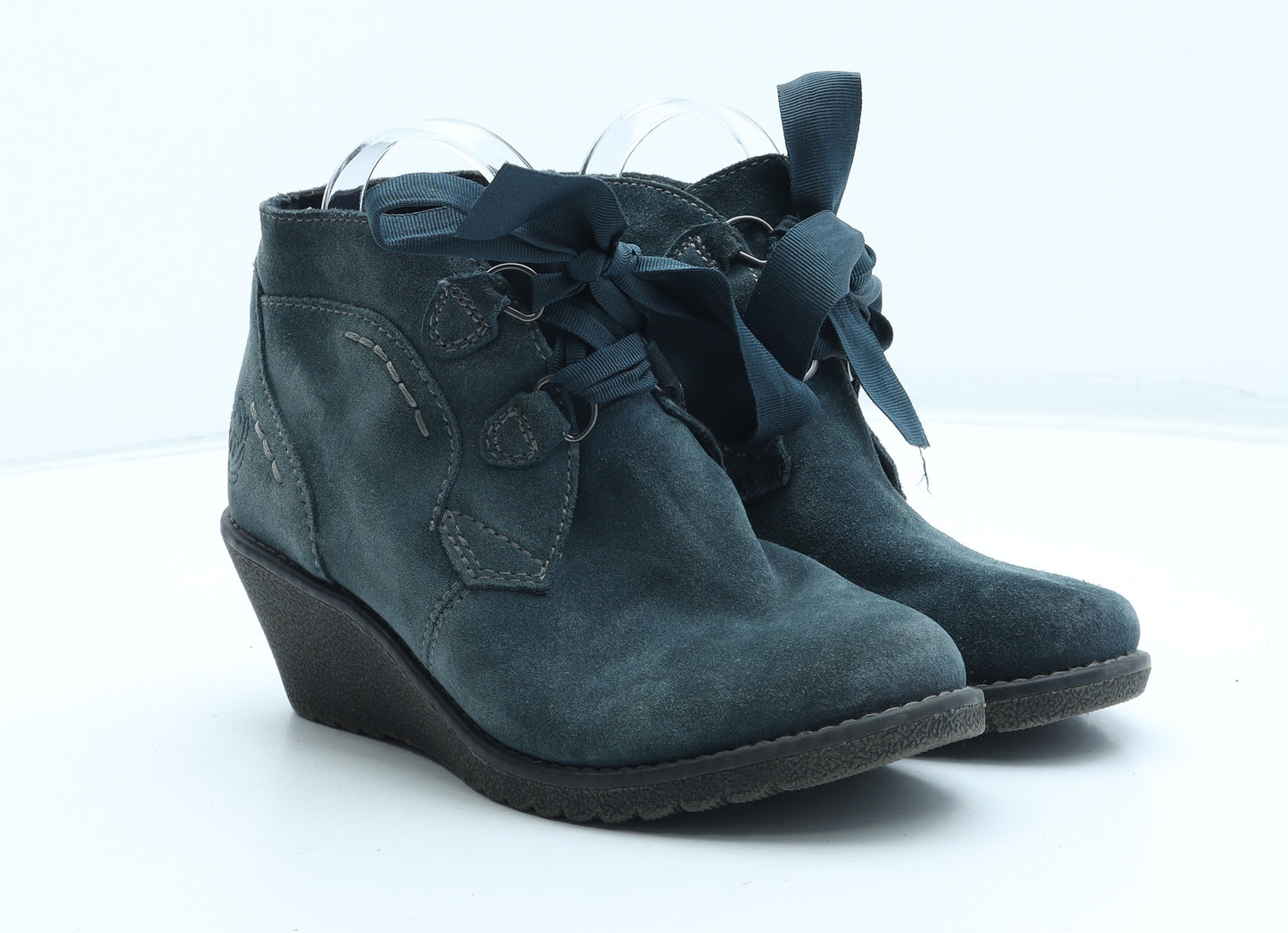 Marco Tozzi Womens Blue Leather Bootie Boot UK