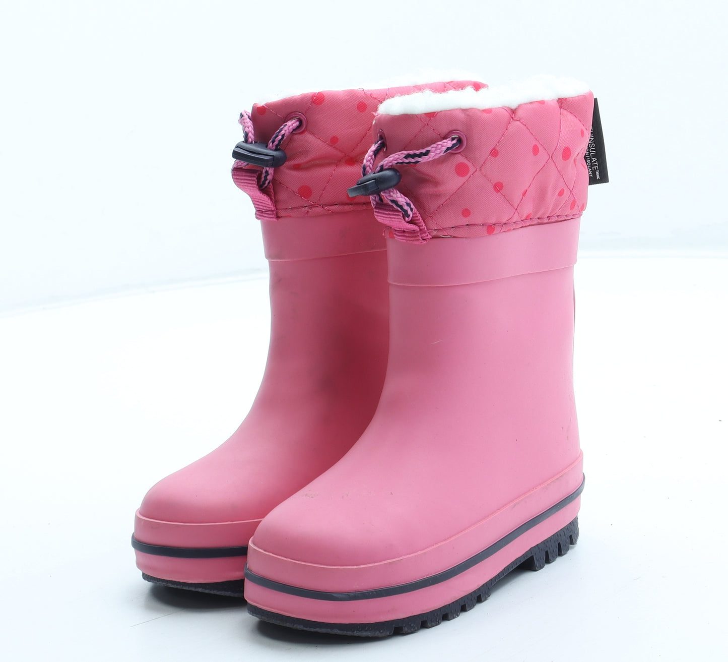 NEXT Girls Pink Polka Dot Rubber Wellies Boot UK 4