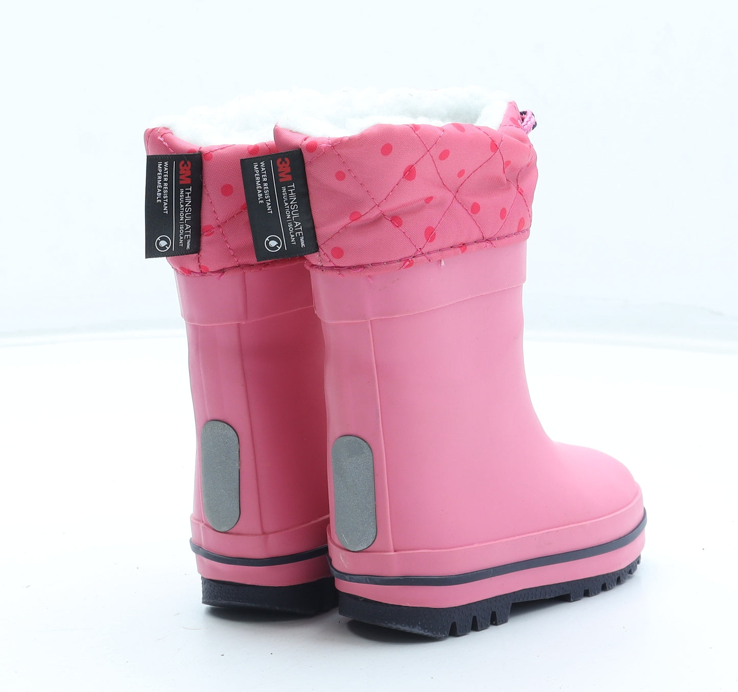 NEXT Girls Pink Polka Dot Rubber Wellies Boot UK 4