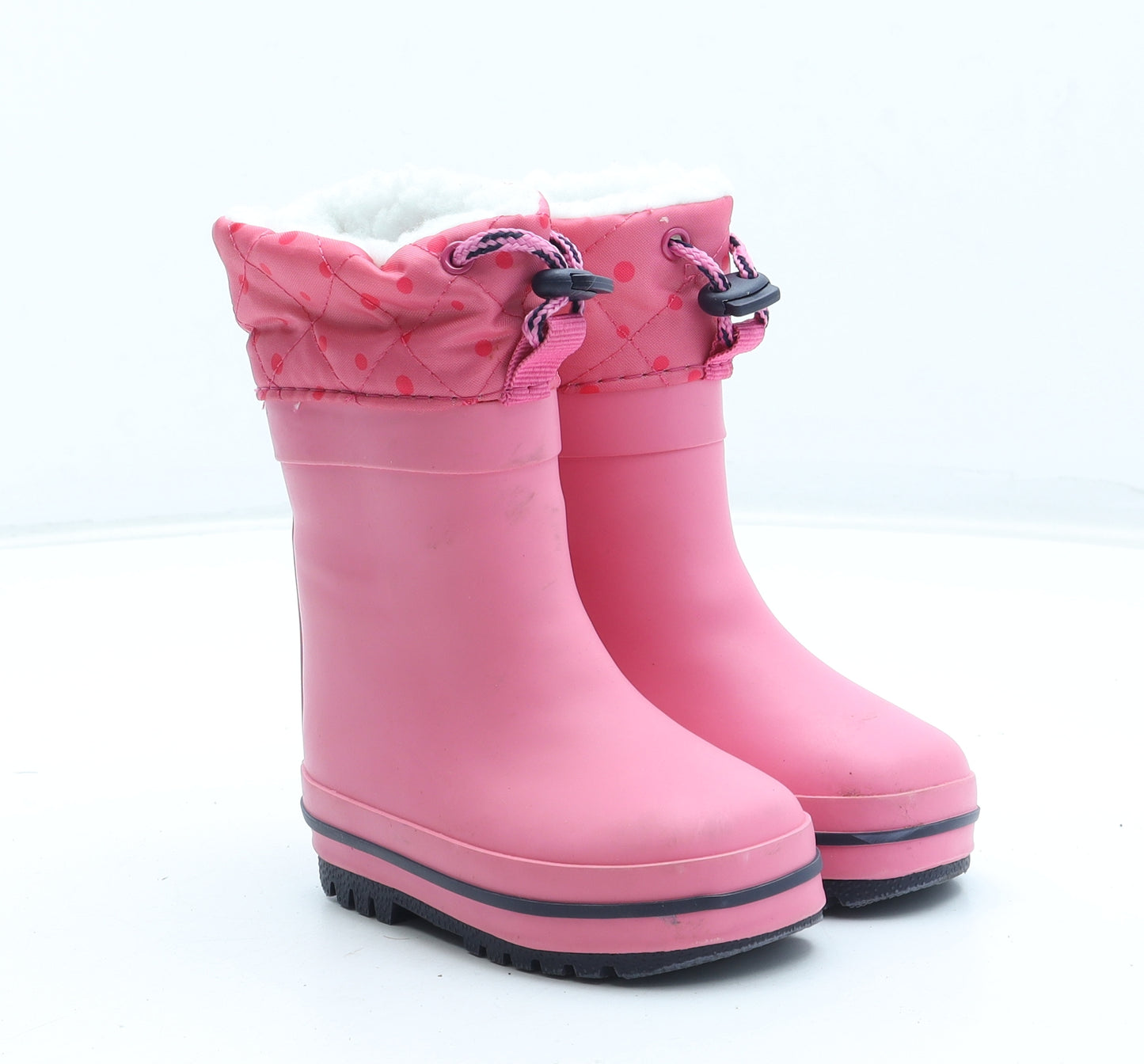 NEXT Girls Pink Polka Dot Rubber Wellies Boot UK 4