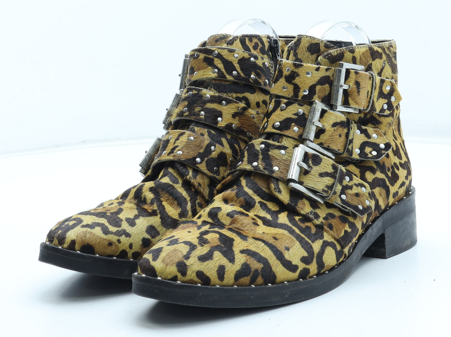 ASOS Womens Multicoloured Animal Print Leather Bootie Boot UK - Leopard Pattern