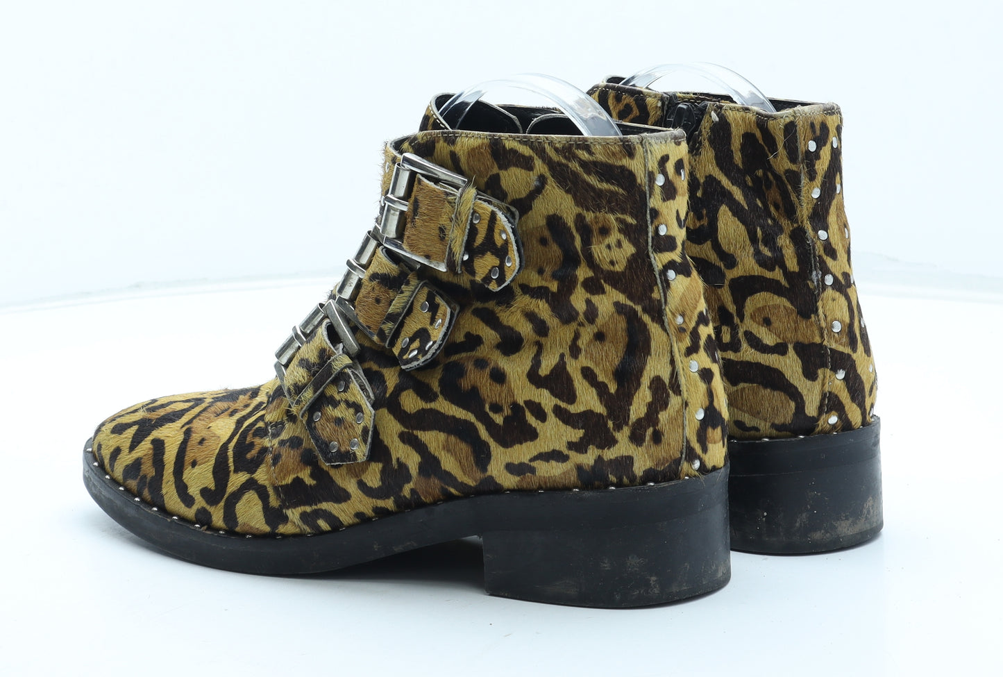 ASOS Womens Multicoloured Animal Print Leather Bootie Boot UK - Leopard Pattern