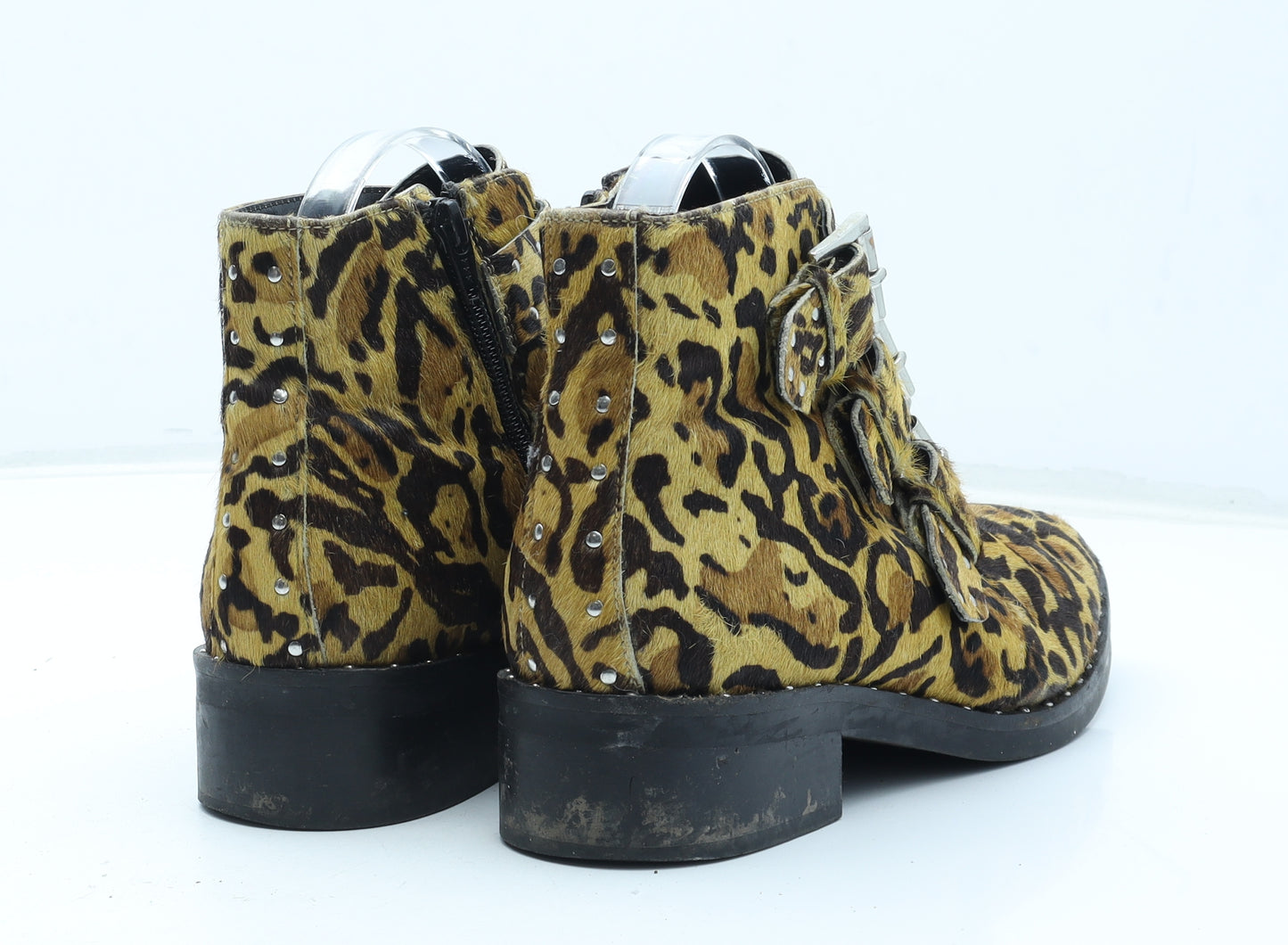 ASOS Womens Multicoloured Animal Print Leather Bootie Boot UK - Leopard Pattern