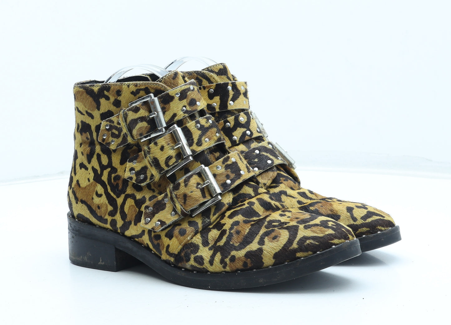 ASOS Womens Multicoloured Animal Print Leather Bootie Boot UK - Leopard Pattern