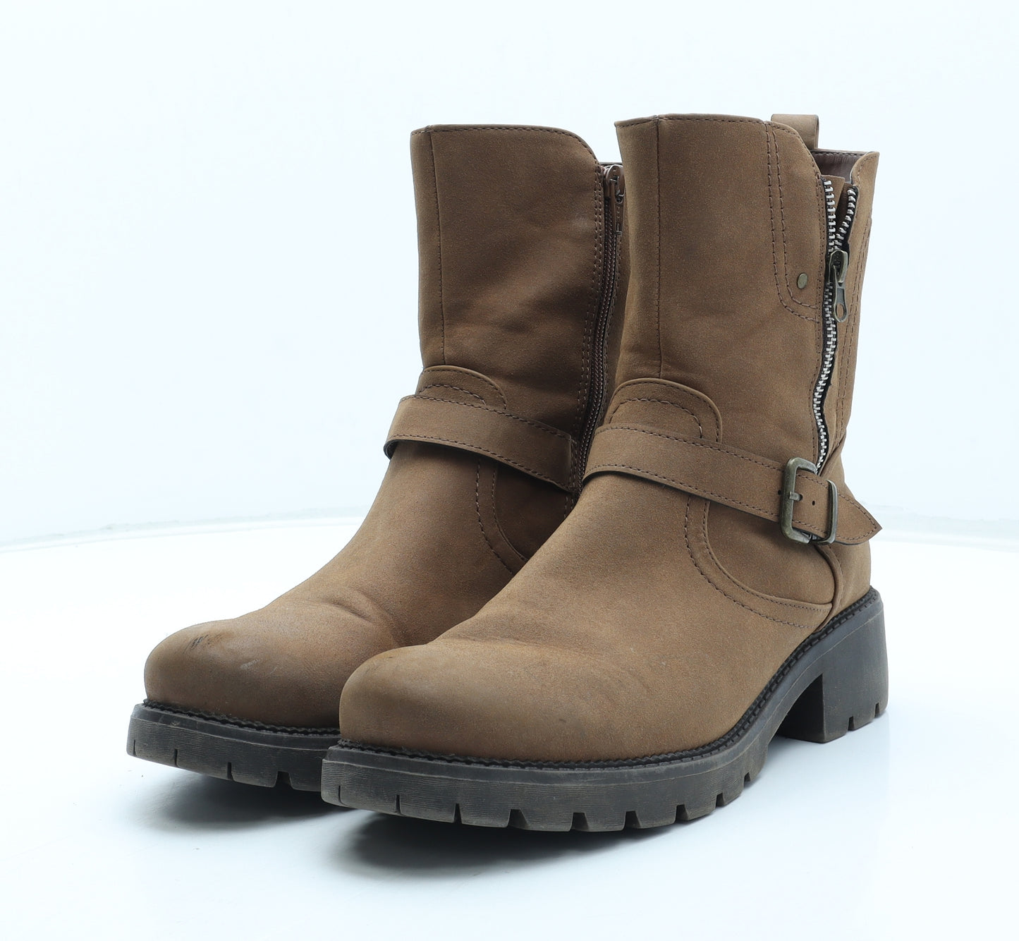 George Mens Brown Leather Combat Boot UK 9