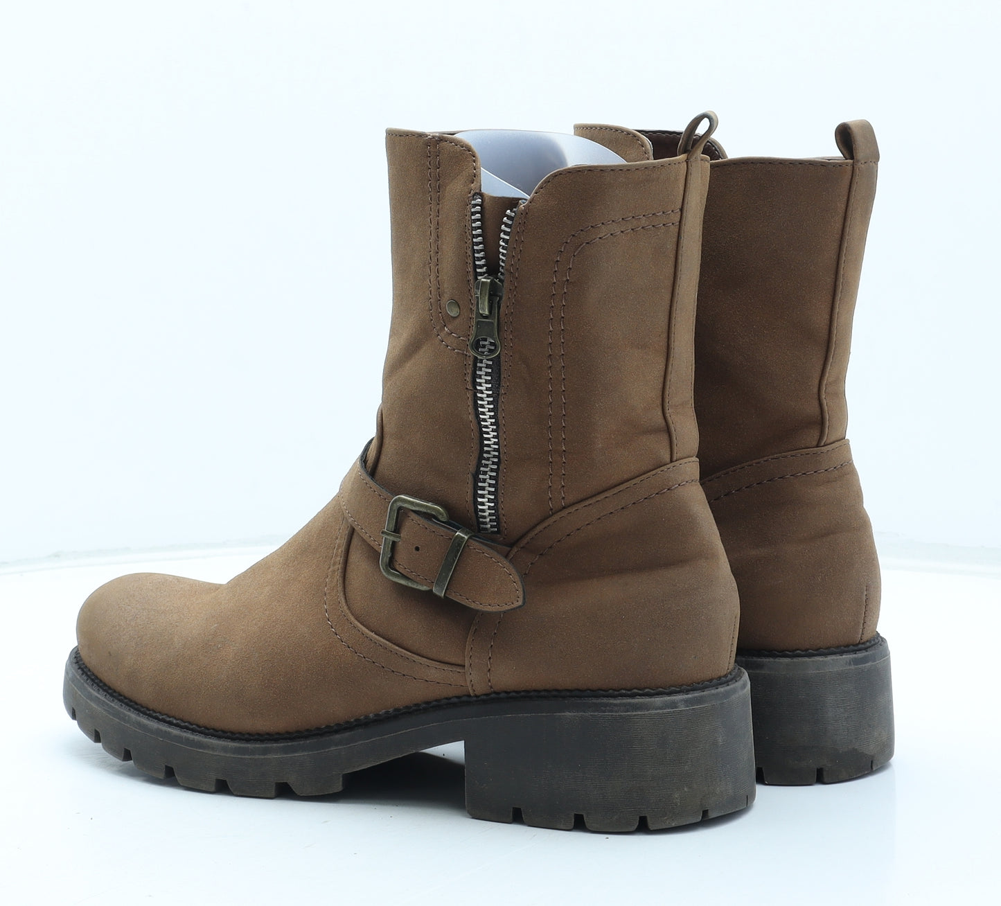 George Mens Brown Leather Combat Boot UK 9