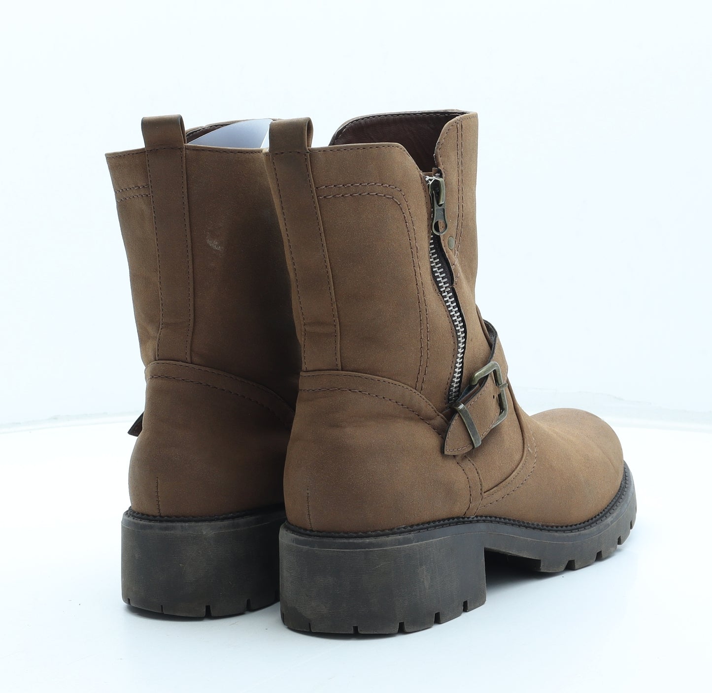 George Mens Brown Leather Combat Boot UK 9