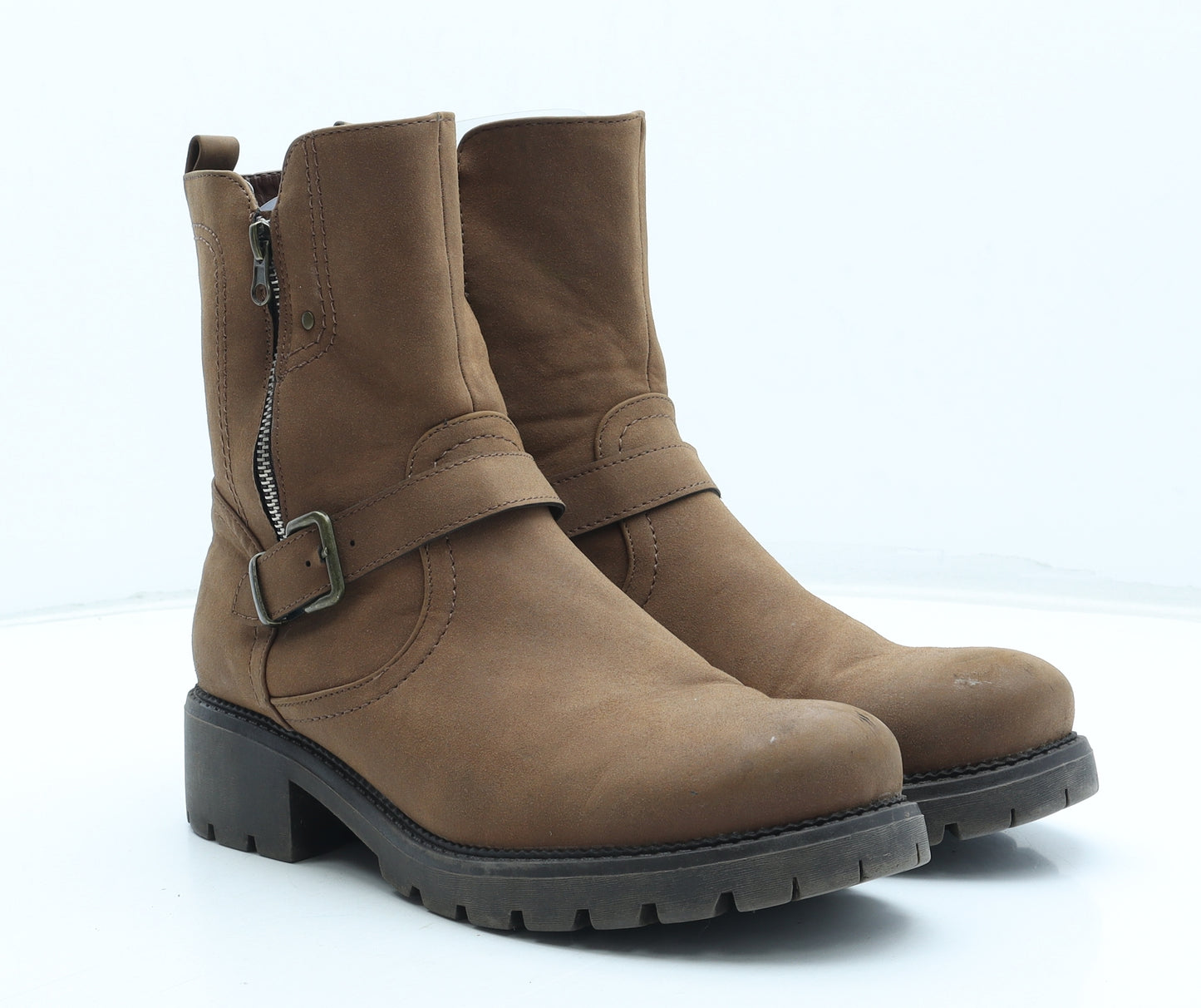 George Mens Brown Leather Combat Boot UK 9