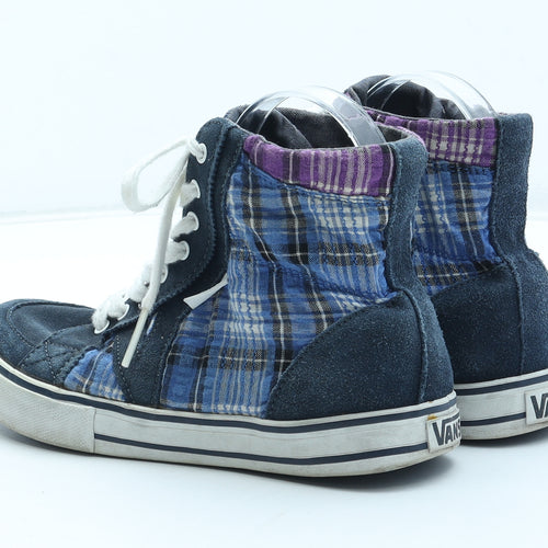 VANS Womens Blue Plaid Leather Trainer UK