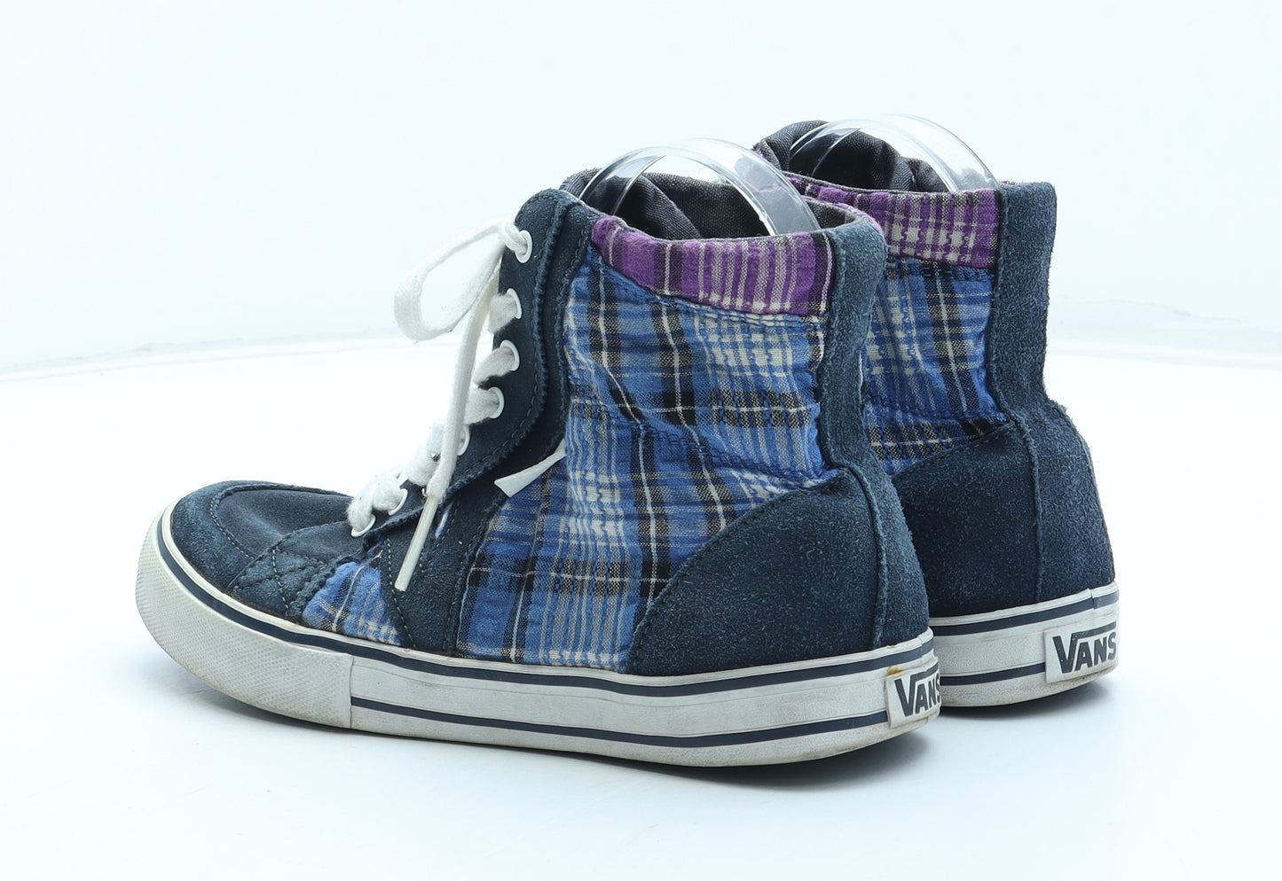 VANS Womens Blue Plaid Leather Trainer UK