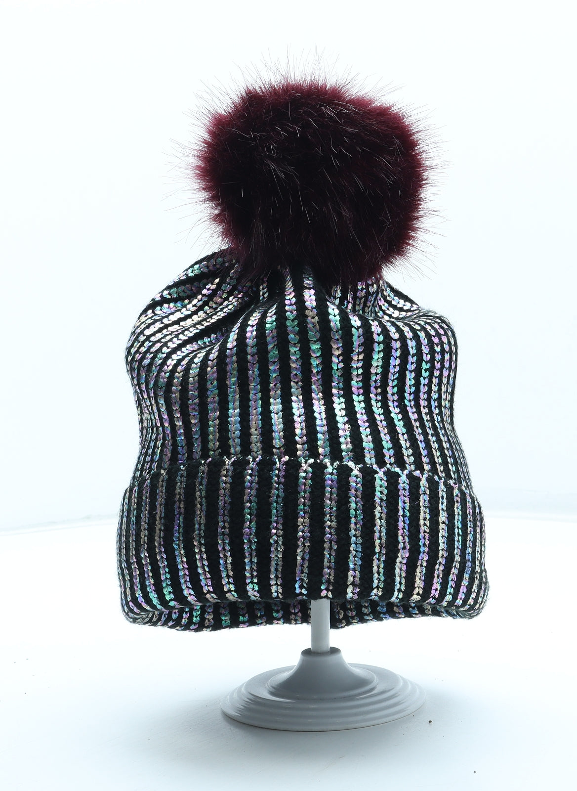 River Island Girls Multicoloured Acrylic Bobble Hat Size S - Size 5-12 Years