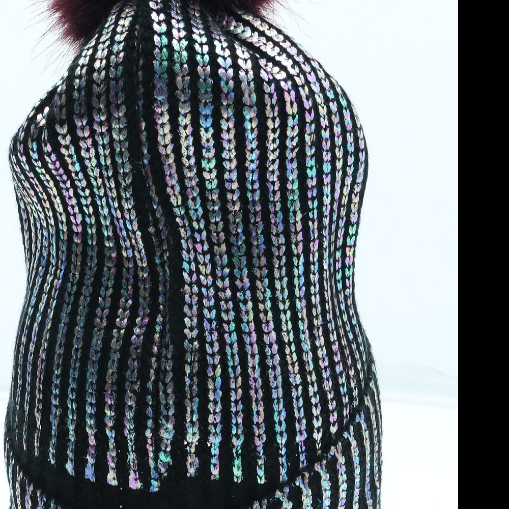 River Island Girls Multicoloured Acrylic Bobble Hat Size S - Size 5-12 Years