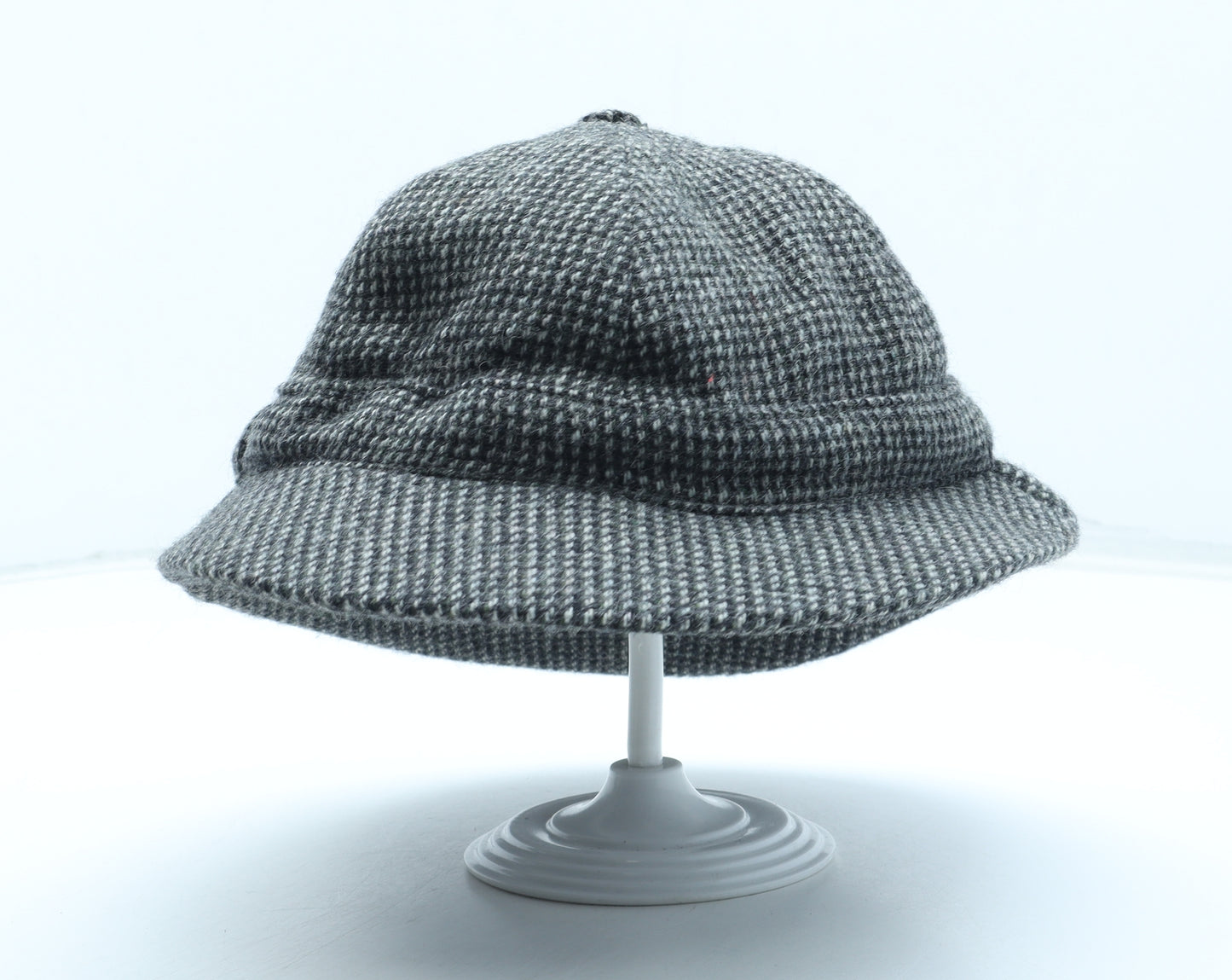 EWM Mens Grey Herringbone Wool Peaked Cap One Size - Deer Stalker