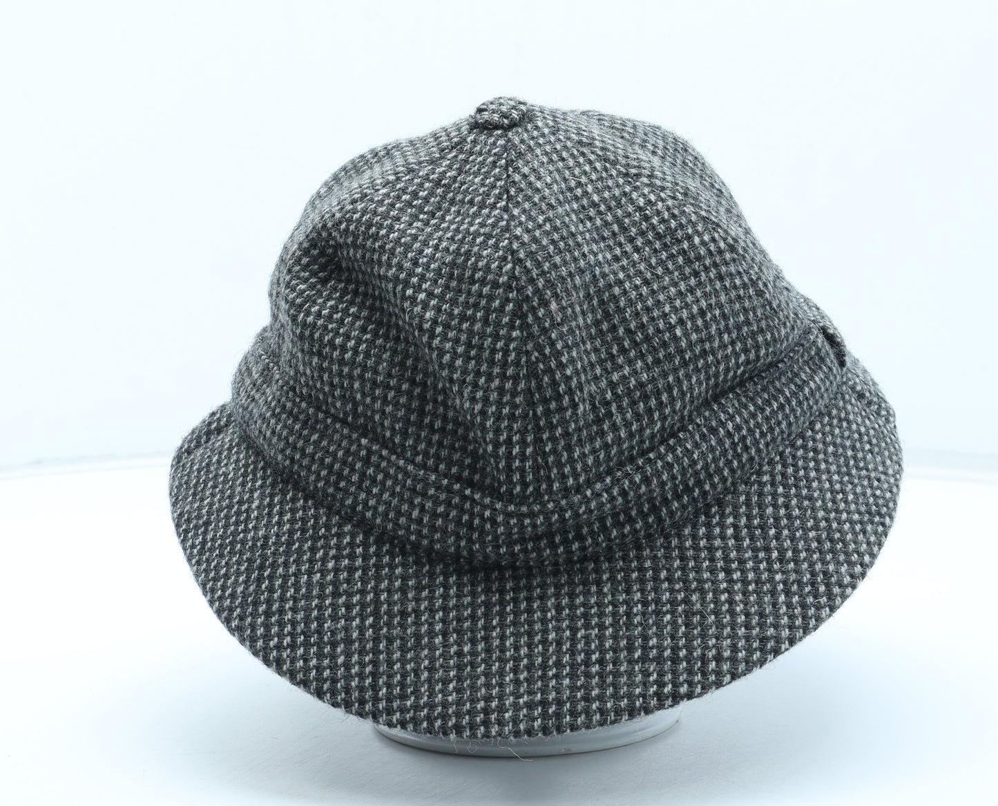 EWM Mens Grey Herringbone Wool Peaked Cap One Size - Deer Stalker