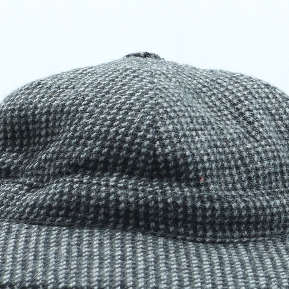 EWM Mens Grey Herringbone Wool Peaked Cap One Size - Deer Stalker