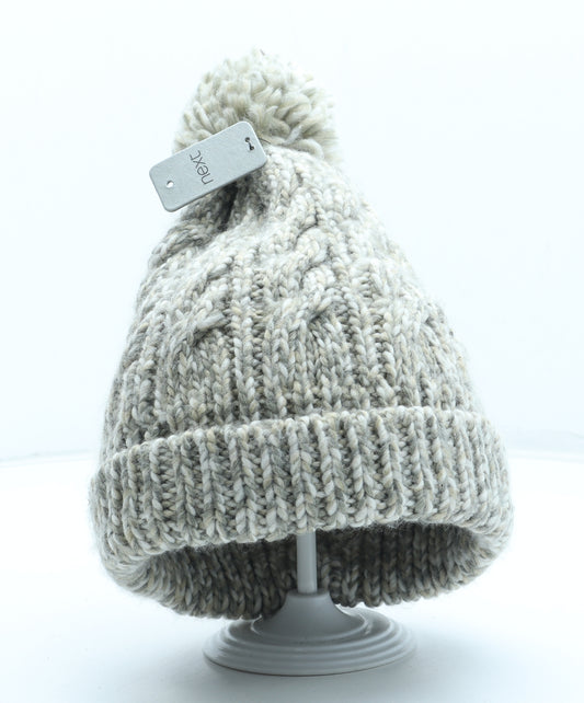NEXT Girls Beige Acrylic Bobble Hat Size L - Size 11-13 Years