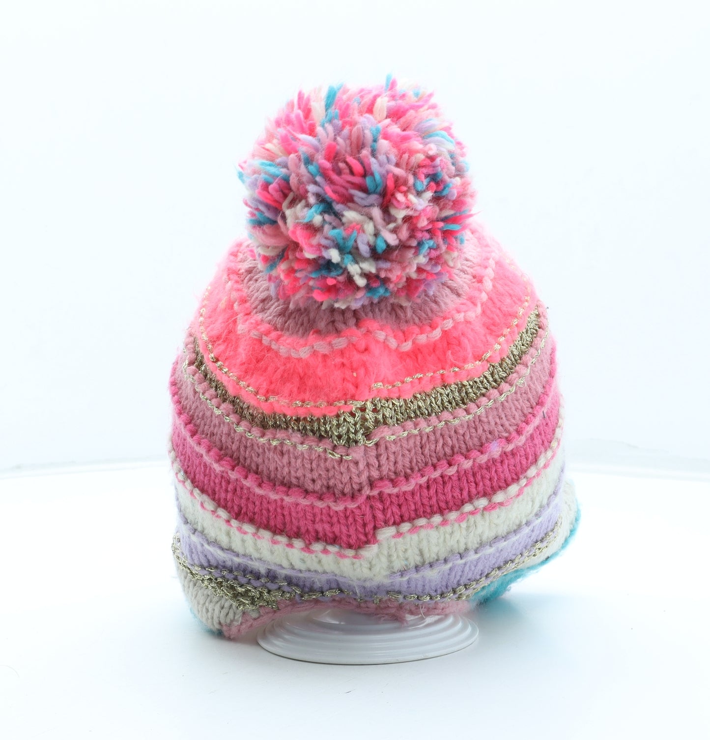 NEXT Girls Multicoloured Acrylic Winter Hat One Size - Size 7-10 Years