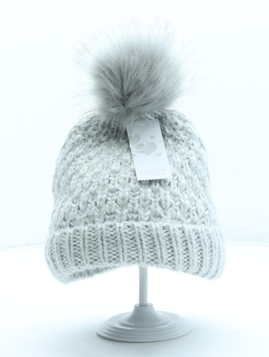 Jeff Banks Womens Grey Acrylic Bobble Hat One Size