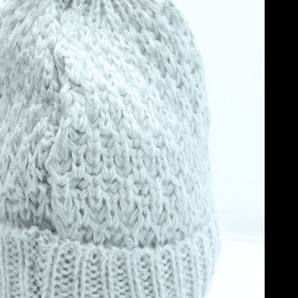 Jeff Banks Womens Grey Acrylic Bobble Hat One Size