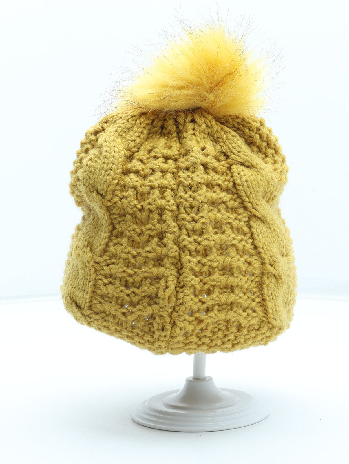 Matalan Womens Yellow Acrylic Bobble Hat One Size