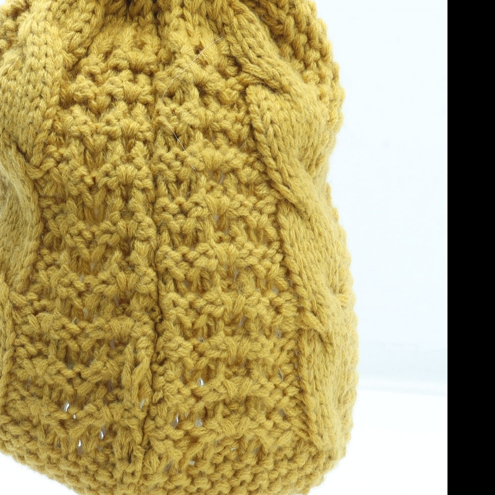 Matalan Womens Yellow Acrylic Bobble Hat One Size