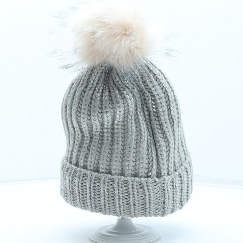 Preworn Womens Silver Acrylic Bobble Hat One Size