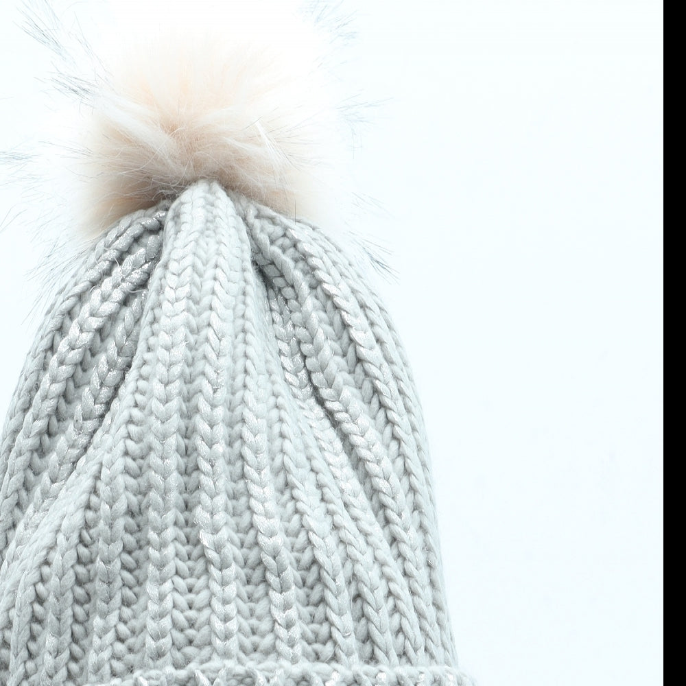 Preworn Womens Silver Acrylic Bobble Hat One Size