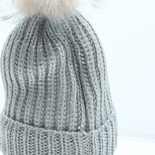 Preworn Womens Silver Acrylic Bobble Hat One Size