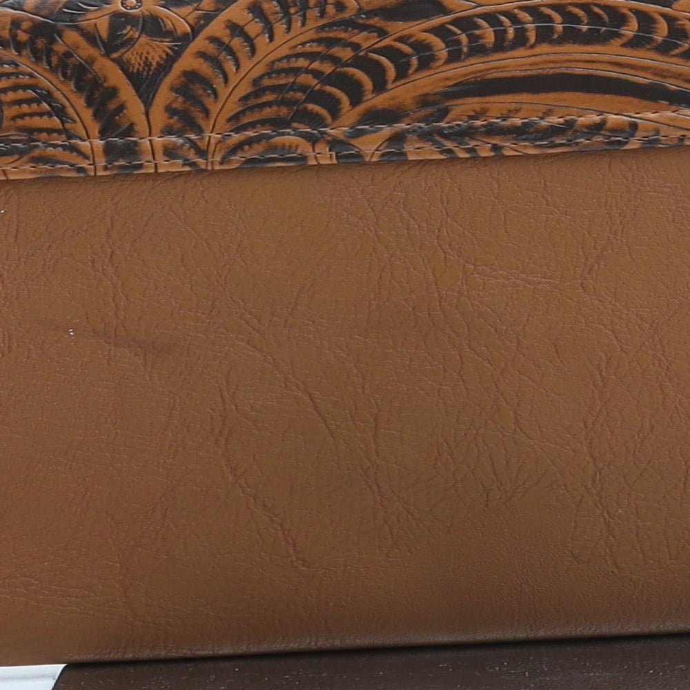 Atmosphere Womens Brown Geometric Polyurethane Clutch Size Medium