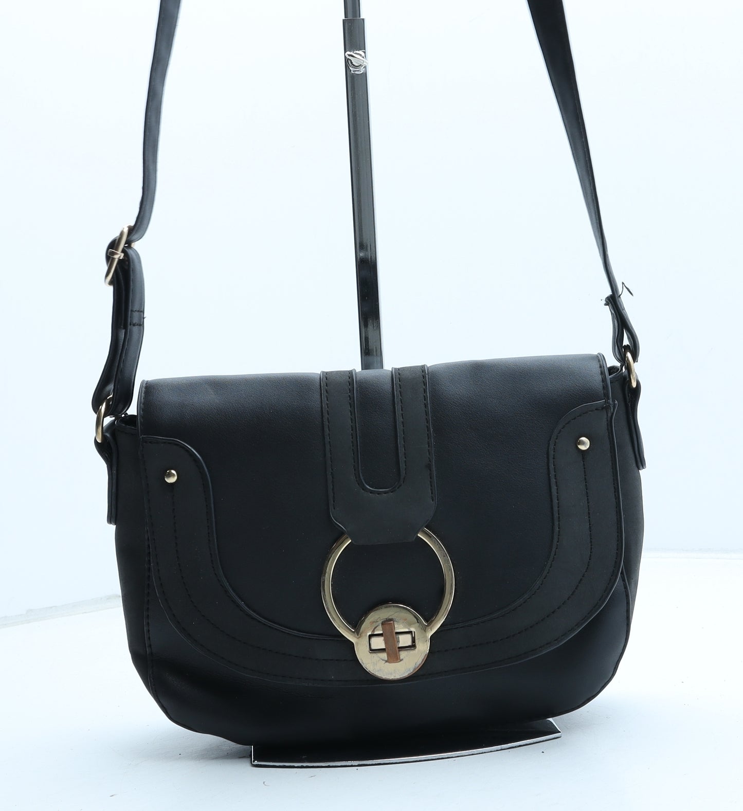 New Look Womens Black Polyurethane Crossbody Size Medium
