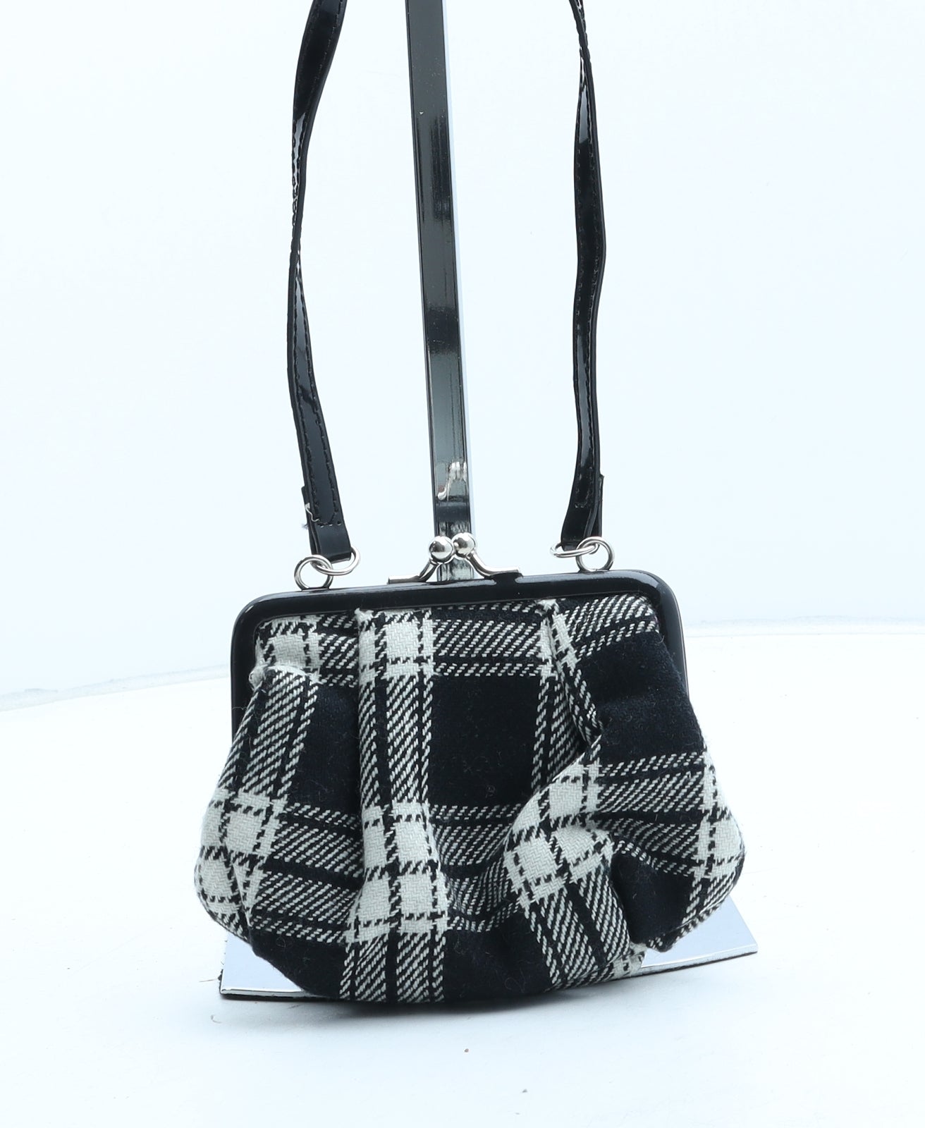 NEXT Womens Black Plaid Polyester Crossbody Size Mini